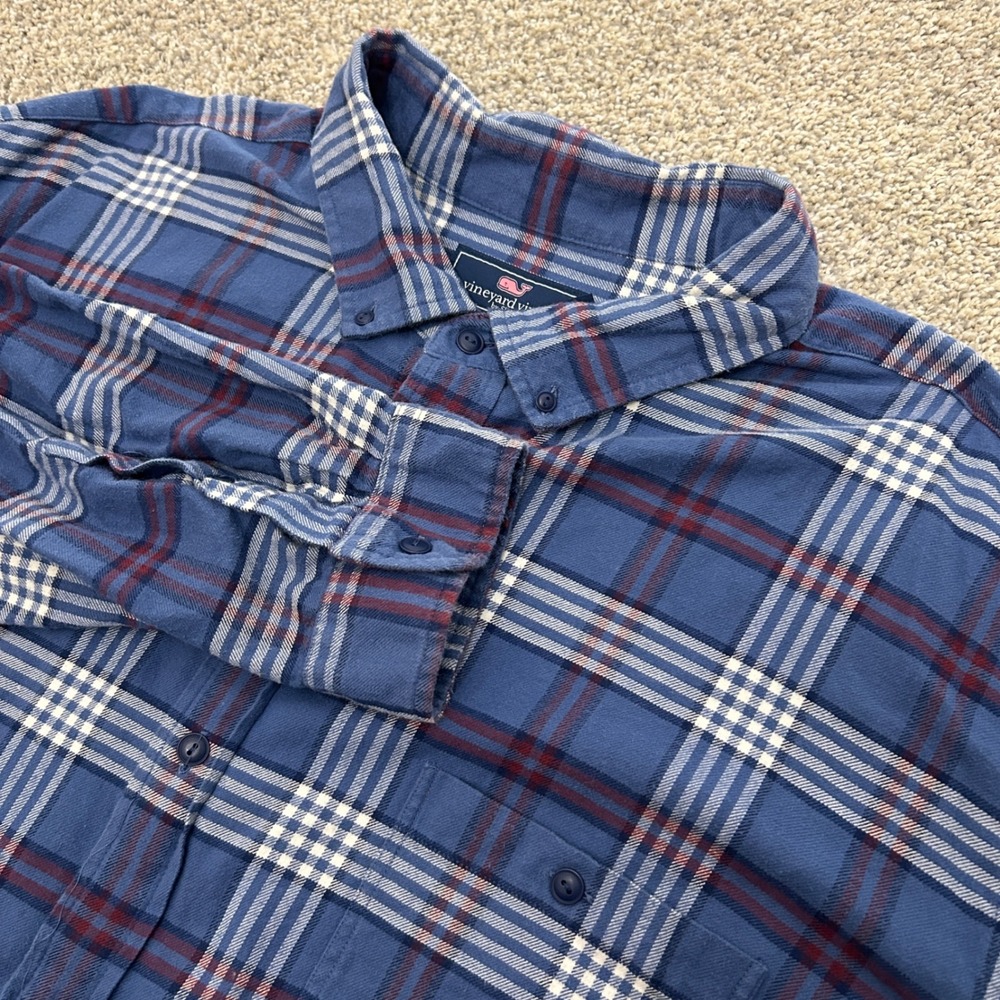 Vineyard Vines Button Down Shirt 4XB Big‎ Blue Plaid Classic Longshore Cotton
